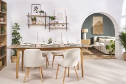 Clearance Miliboo Mesa de comedor rectangular extensible de madera de roble claro 180-220 cm EGO