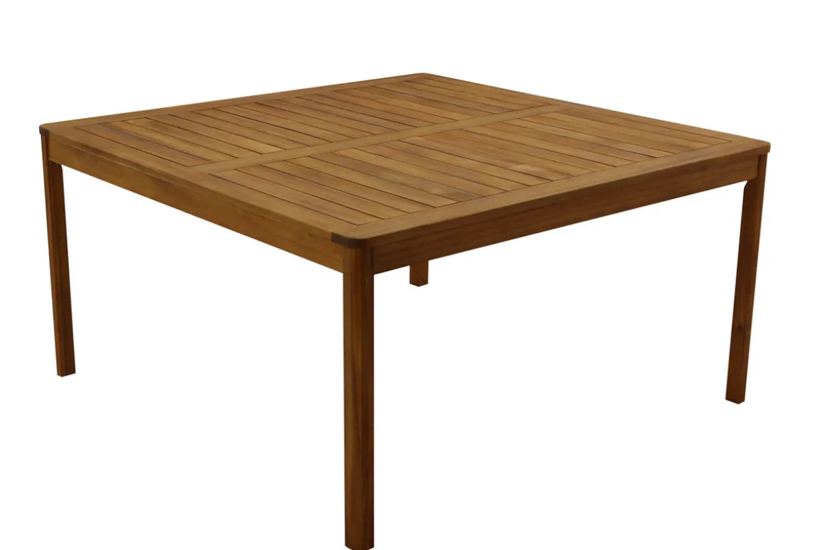 Hot Miliboo Mesa de jardín cuadrada de madera maciza 147 cm AKIS