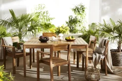 Hot Miliboo Mesa de jardín cuadrada de madera maciza 147 cm AKIS