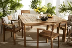 Hot Miliboo Mesa de jardín cuadrada de madera maciza 147 cm AKIS