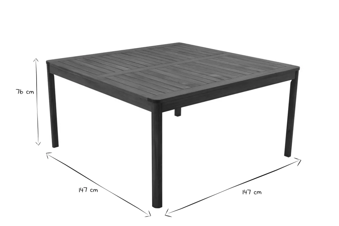 Hot Miliboo Mesa de jardín cuadrada de madera maciza 147 cm AKIS