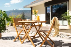 Online Miliboo Mesa de jardín cuadrada plegable de madera maciza 70 cm FUEGO