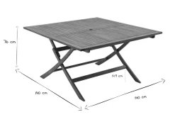 Hot Miliboo Mesa de jardín cuadrada plegable de madera maciza 140 cm SANTIAGO