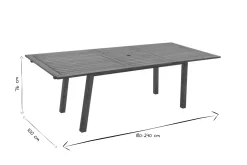 New Miliboo Mesa de jardín extensible de madera maciza 180-240 cm MAYEL