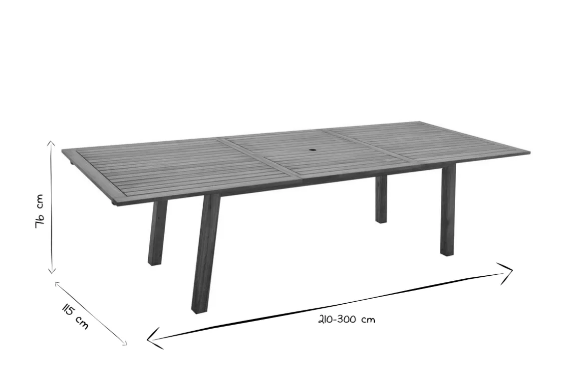 New Miliboo Mesa de jardín extensible de madera maciza 210-300 cm MAYEL