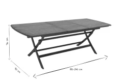 Discount Miliboo Mesa de jardín extensible de madera maciza con extensiones 180-240 cm CANOPEE