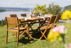 Cheap Miliboo Mesa de jardín plegable rectangular de madera maciza 170 cm SANTIAGO