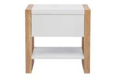 Clearance Miliboo Mesa de noche blanco y roble ARMEL