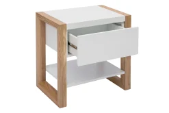 Clearance Miliboo Mesa de noche blanco y roble ARMEL