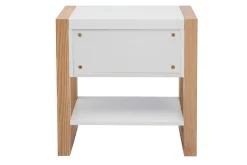 Clearance Miliboo Mesa de noche blanco y roble ARMEL