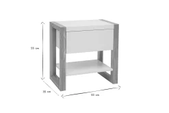 Clearance Miliboo Mesa de noche blanco y roble ARMEL