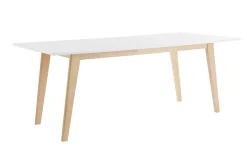 Store Miliboo Mesa extensible blanca de madera clara 160-205 cm SWAD