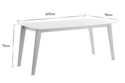 Store Miliboo Mesa extensible blanca de madera clara 160-205 cm SWAD