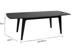 Flash Sale Miliboo Mesa extensible con extensiones integradas rectangular de madera negra de roble L180-230 cm FIFTIES