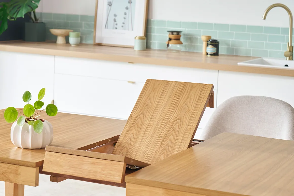 Discount Miliboo Mesa extensible de contrachapado de fresno y madera de caucho 150-180 cm BOLLY