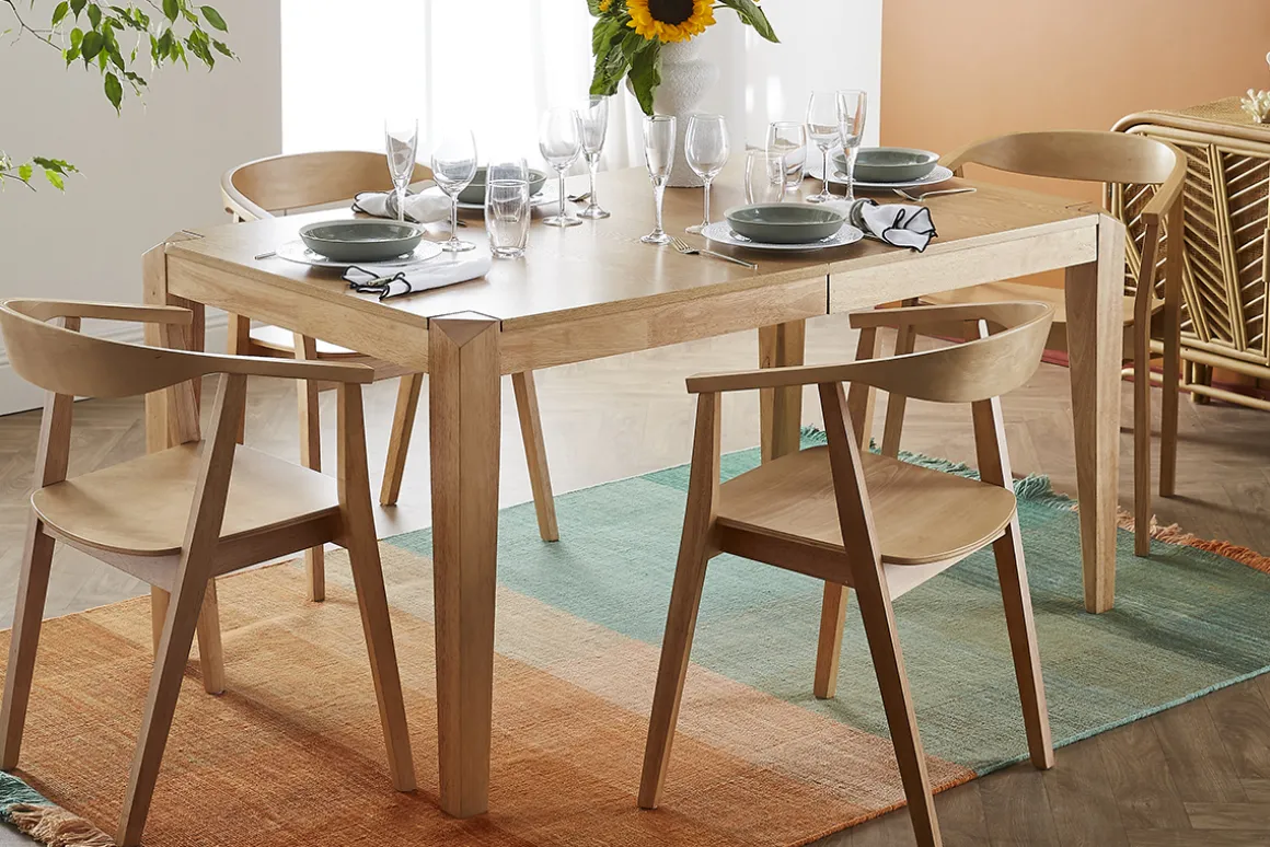 Discount Miliboo Mesa extensible de contrachapado de fresno y madera de caucho 150-180 cm BOLLY