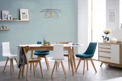Discount Miliboo Mesa extensible nórdica blanca y madera MEENA