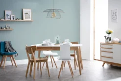 Discount Miliboo Mesa extensible nórdica blanca y madera MEENA