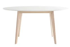 Shop Miliboo Mesa oval 150cm blanca y madera clara LEENA
