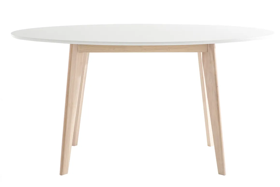 Shop Miliboo Mesa oval 150cm blanca y madera clara LEENA