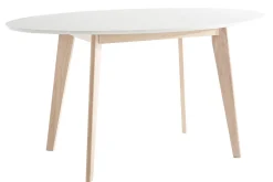 Shop Miliboo Mesa oval 150cm blanca y madera clara LEENA