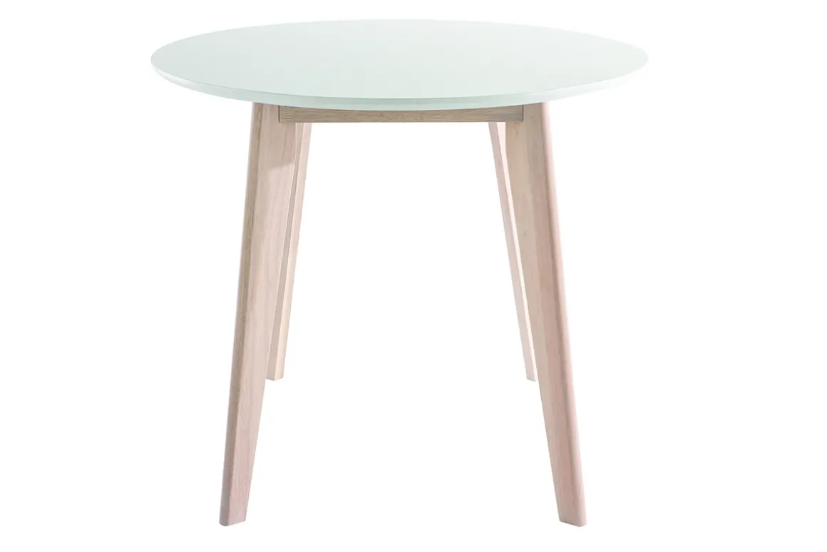 Shop Miliboo Mesa oval 150cm blanca y madera clara LEENA