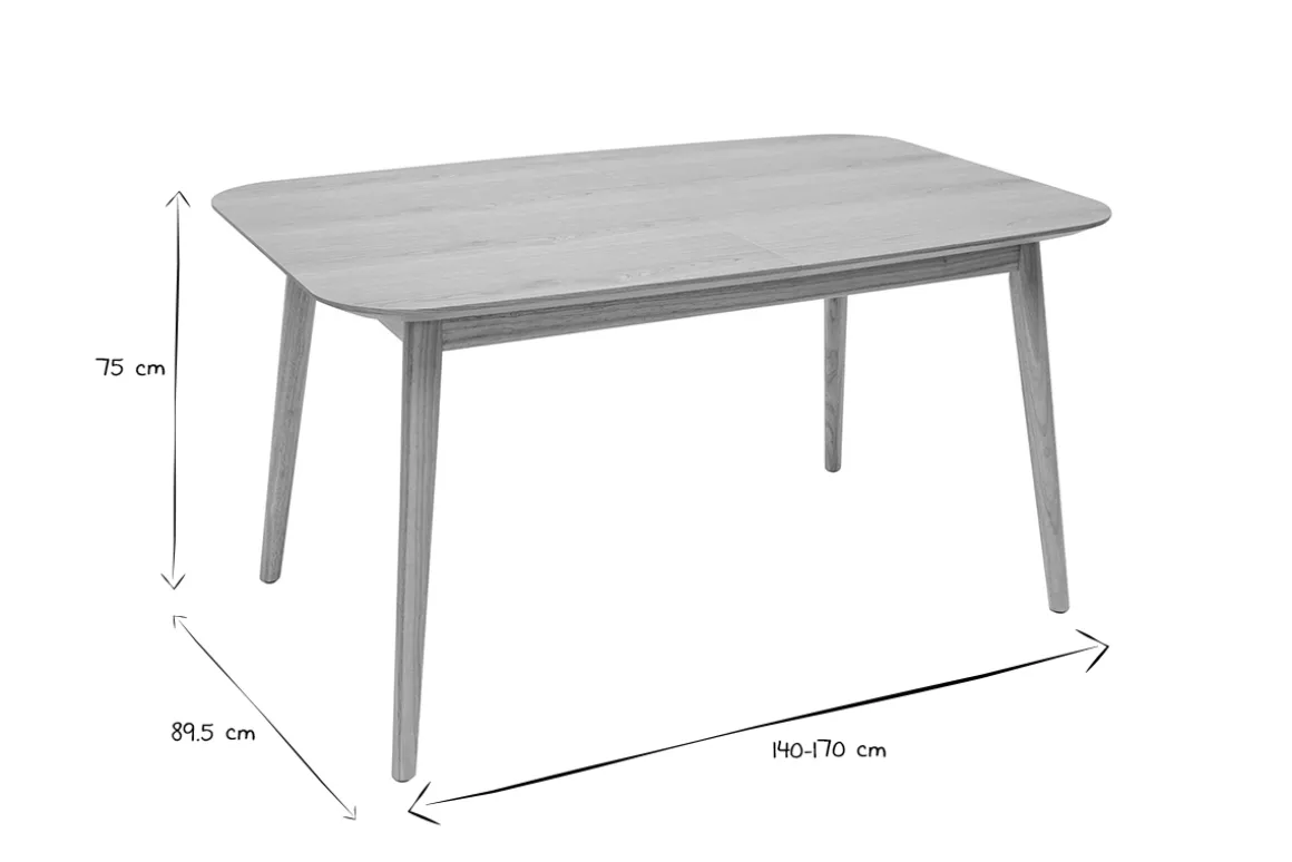 New Miliboo Mesa rectangular extensible con extensiones integradas de roble claro 140-170 cm ANK