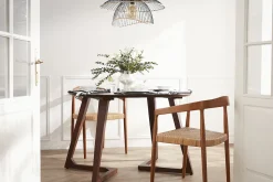 Fashion Miliboo Mesa redonda de diseño de madera maciza 115 cm BANDOL