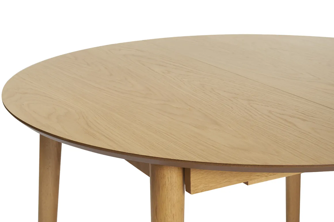 Sale Miliboo Mesa redonda extensible con extensiones integradas de madera de roble clara 115-154 cm EGO
