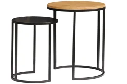 Best Miliboo Mesas nido auxiliares de madera de mango maciza y metal negro TAHL
