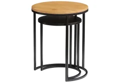 Best Miliboo Mesas nido auxiliares de madera de mango maciza y metal negro TAHL