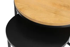 Best Miliboo Mesas nido auxiliares de madera de mango maciza y metal negro TAHL