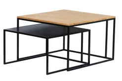 Best Miliboo Mesas nido de centro de madera de mango maciza y metal TAHL