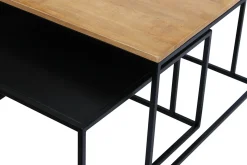 Best Miliboo Mesas nido de centro de madera de mango maciza y metal TAHL