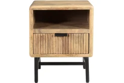 Cheap Miliboo Mesilla de noche con almacenaje de madera maciza de mango y metal negro 40 cm MORISSON