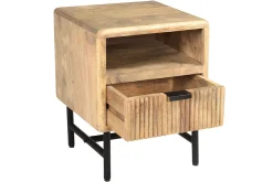 Cheap Miliboo Mesilla de noche con almacenaje de madera maciza de mango y metal negro 40 cm MORISSON