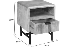 Cheap Miliboo Mesilla de noche con almacenaje de madera maciza de mango y metal negro 40 cm MORISSON