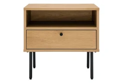 Flash Sale Miliboo Mesilla de noche con espacio de almacenaje, acabado roble claro y patas de metal negro 50 cm PERNELLE