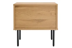 Flash Sale Miliboo Mesilla de noche con espacio de almacenaje, acabado roble claro y patas de metal negro 50 cm PERNELLE