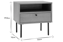 Flash Sale Miliboo Mesilla de noche con espacio de almacenaje, acabado roble claro y patas de metal negro 50 cm PERNELLE