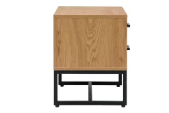 Clearance Miliboo Mesilla de noche con espacio de almacenaje y 2 cajones acabado roble claro y metal negro 50 cm LOVATO