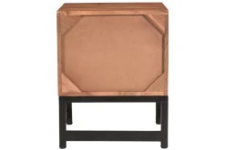 Cheap Miliboo Mesilla de noche con estampado de espiga de acacia maciza y metal negro STICK