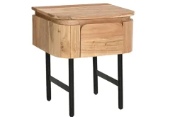 Fashion Miliboo Mesilla de noche de madera maciza y metal negro con cajón 45 cm NAPOLI