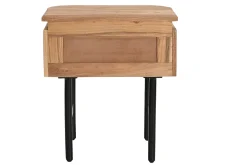 Fashion Miliboo Mesilla de noche de madera maciza y metal negro con cajón 45 cm NAPOLI