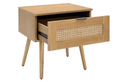 Cheap Miliboo Mesilla de noche de madera clara, mimbre y metal negro 50 cm MANILLE