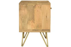 Store Miliboo Mesilla de noche de madera de mango macizo tallada y metal dorado LINIUM