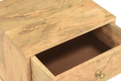 Store Miliboo Mesilla de noche de madera de mango macizo tallada y metal dorado LINIUM