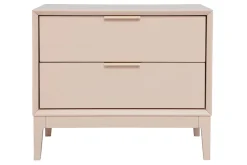Flash Sale Miliboo Mesilla de noche de metal rosa palo y dorado con estantes 60 cm GIANA