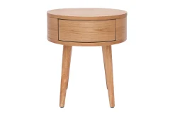 Fashion Miliboo Mesilla de noche redonda de madera clara con cajón 45 cm JUDITH