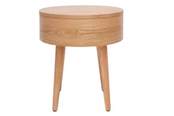 Fashion Miliboo Mesilla de noche redonda de madera clara con cajón 45 cm JUDITH